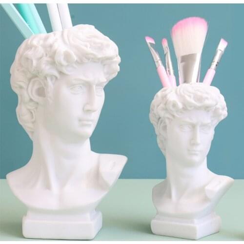 Unique Resin Portrait Vase Human Head Flower Vases Makeup Brush Storage Holder Planter Vase Home Decoration