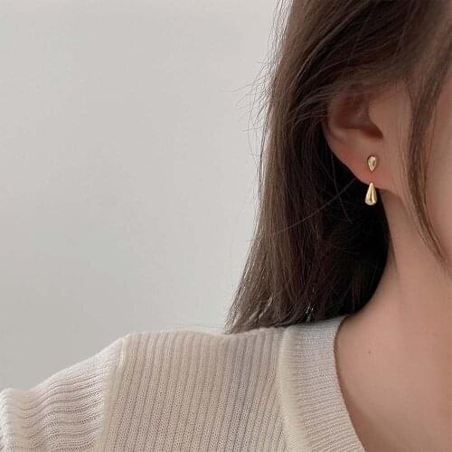 Drop Shaped Earrings Two Ways To Wear Korean Cold Wind Metal Ear Stud Simple Temperament Fashion Jewelry For Women Girls Gift