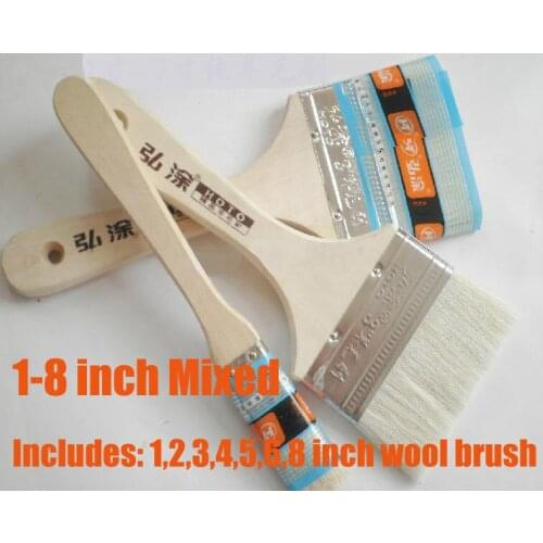 Upscale boutique wool brush, all-wood handle, high-grade paint brush(-----1-8inch brush mixed-----)