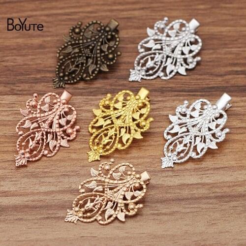 BoYuTe (20 Pieces/Lot) 48*35MM Filigree Plate Welding 35MM Hair Clips Vintage Style DIY Hair Accessories for Women