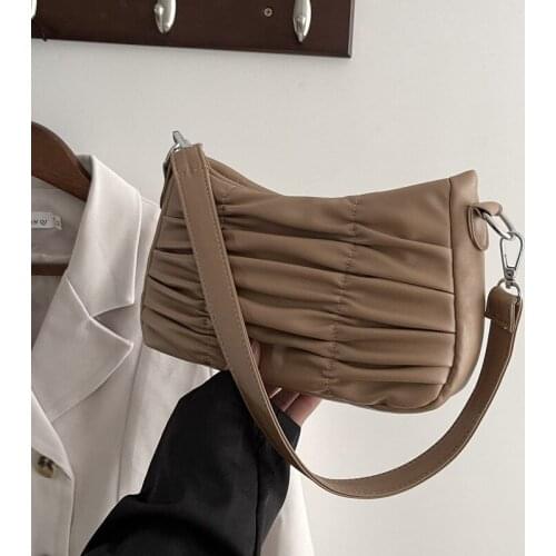 Spring and Summer Retro Women Fold Casual Small Square Bag 2021 New Ins Fashion Casual Texture One-shoulder Commuter Bag Women