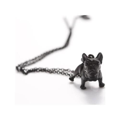 Hippie Chic Vintage Silver French Bulldog Necklace Color Boho Animal Dog Puppy Pendant Ladies Fashion Jewelry