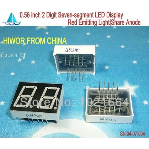 10pcs/lot)(LED Display) 0.56 Inch 2 Digits 7 Segment Red LED Display Share Common 10 Pins Anode Digital Display