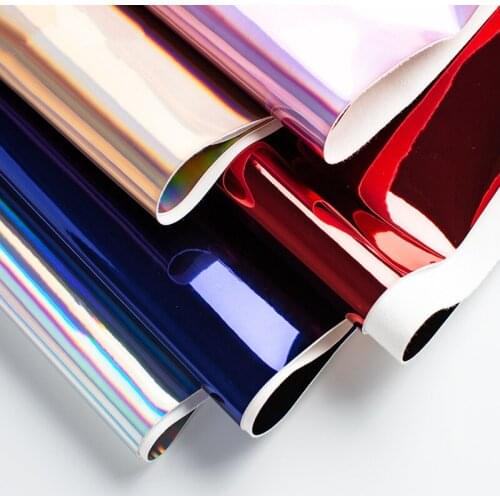 100x138cm Synthetic Leather Fabric Symphony Laser Artificial Faux PU Leather Fabrics DIY Bags Shoes Clothing Home Decoration