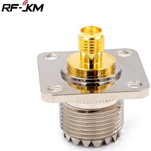 1x UHF Female PL259 SO239 To SMA Femal 4 Hole Flange Panel Mount Coaxial Connector Adapters