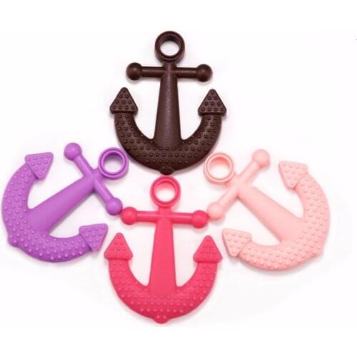 Sutoyuen 2pc BPA Free Baby Slicone Teether Anchor Soft Chewable Diy Teething Necklace Pendants Chain Toys Accessory Baby Teether