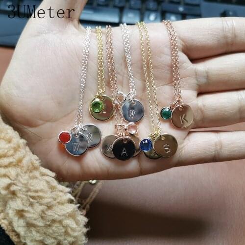3UMeter 2020 NEW Name Custom Necklace Birthday Stone Letter Necklace Gold Personalized Pendant Necklace Birthday Gift