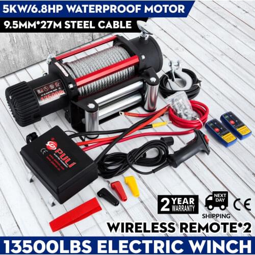 13500lbs/6123.5 kg 12V Recovery Electric Winch Truck Trailer Rope Remote Control