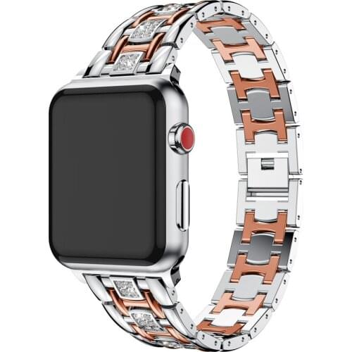 Diamond metal strap for Apple watch 6 5 4 SE compatible 40mm 44mm replacement strap for iwatch series 3 2 42mm 38mm metal strap