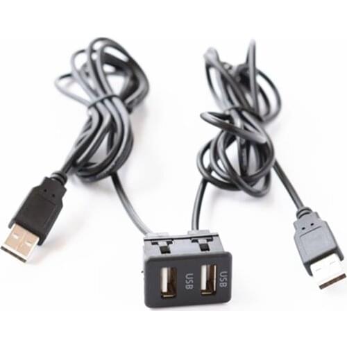 150CM Car Dash Flush Mount two USB Port Panel Auto Boat Dual USB Extension Cable Adapter for Volkswagen Toyota
