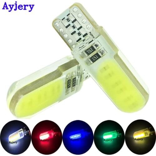 AYJERY 10X W5W T10 COB 12 SMD SILICA 12V LED Bulb White red blue Light Bulbs Turn Side Maker Cars Clearance Lights Signal Lamp