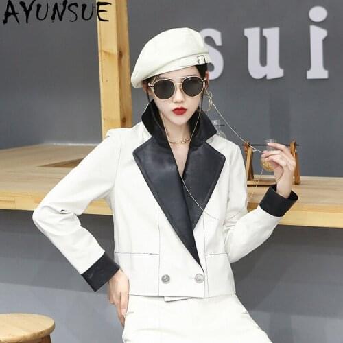 AYUNSUE 2021 Fashion Spring Genuine Leather Jacket Women Motorcycle Coat Women Korean Autumn Clothes Chaqueta De Cuero Mujer
