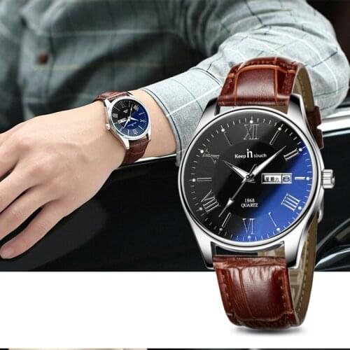 Mens Watches Top Brand Luxury Date Waterproof Quartz Watch Men Big Dial Leather Business Wrist Watch For Men Clock Reloj Hombre