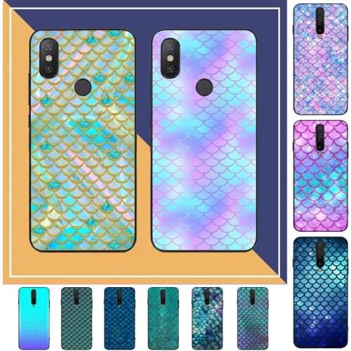 TOPLBPCS Glitter Blue Mermaid Fish Scale Phone Case for Redmi Note 4 5 6 8 9 pro Max 4X 5A 9S cover