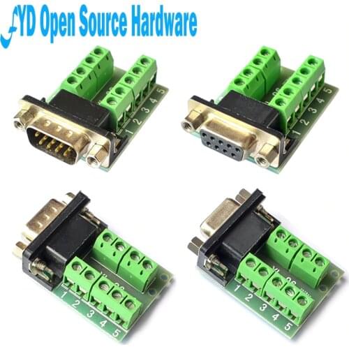 DB9 9PIN male female serial port connector to terminal adapter D-SUB COM RS232 TO RS485 converter BOARD terminal block