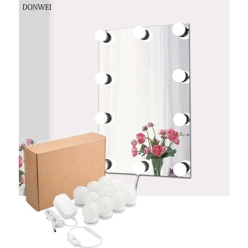 DONWEI 5W LED Makeup Mirror Light Dimmable Night Light 10 pcs Bulbs Bright Wall Lights for Make-up room Bedroom Bathroom