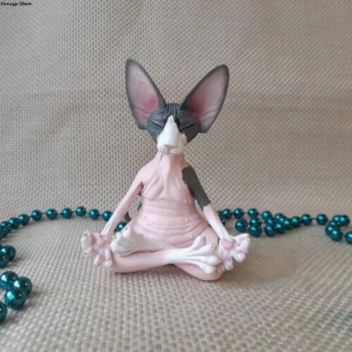 Canadian Hairless Cat Sphinx Cat Resin Meditation Decoration Cat Home Decoration Desktop Pet Gift Sculpture Colourful Artwork