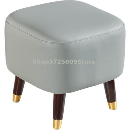 Leather sofa stool shoe changing stool footrest small leather stool household first layer cowhide living room high-end light lux