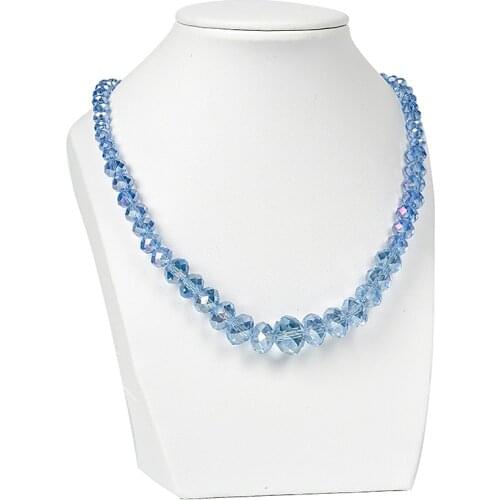 Best selling Blued Crystal Glass 6-14mm Faceted Wheel Bead Necklace Jewelry Necklace DIY design womens necklace holiday gift