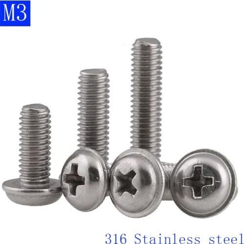 M3 - 0.5 316 Stainless steel Flanged Button Head Round Washer Head Phillips Screws bolts