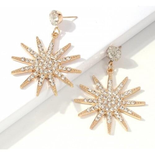 Fashion new accessories Snowflake shape Alloy diamond earrings for women Creative fashion jewelry Temperament jewelry