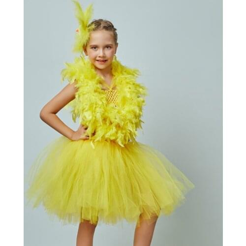 Girls Cartoon Costume Dress Baby Chicken Design Tutu Dresses For Carnival Party Animal Halloween Costumes Girl Cosplay Outfits