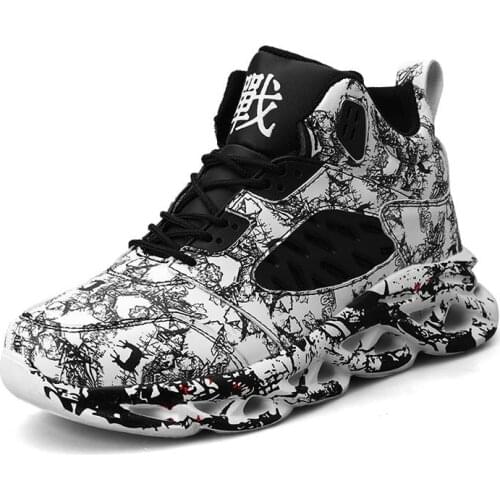 Large Size Autumn High Top Men Running Shoes Hot Sale Non-slip Training Shoes Sport Sneakers Sports for Men Black Walk GMD-1012