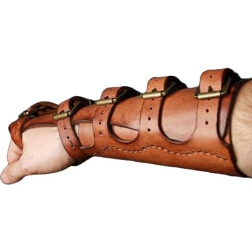 COLDKER Medieval costume accessories Flighter Warrior Army Knight Arm Wrist Studded leather stitching wristband for man