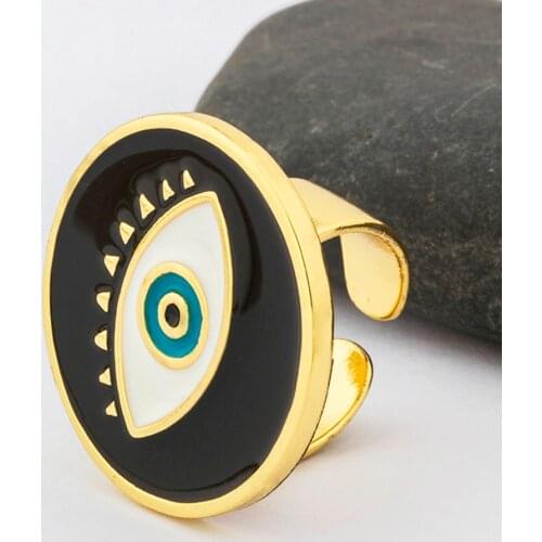 New Style Resizable Evil Eye Opening Rings White Red Black Adjustable Rings Copper Jewelry For Women Accessories Girlfriend Gift