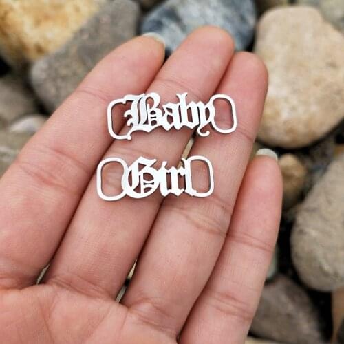 Baby Girl Shoe-Buckle Christmas Gift Stainless Steel Boho Jewelry Old English Left Right Letter Gold Buckie Bad Girl Women Kids
