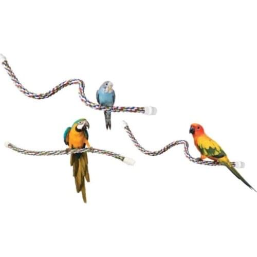 Parrot Perches Rope Bird Standing Toys Cotton Rope Colorful Hanging Braided Chew Rope Bird Cage Cockatiel Toy Swing Supplies