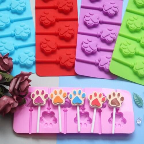6 Cavity CATS Paw Silicone Ice Cream Mold Lollipop Mold Small Mouth Chocolate Mould XG171