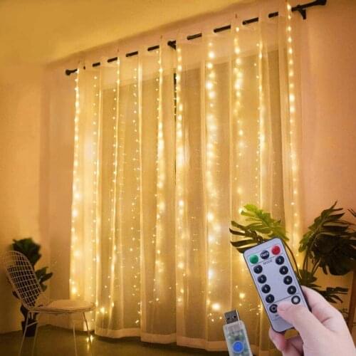 Wedding Lighting USB Fairy Curtain Light Festival Garland Icicle LED String Lamp New Year Christmas Home Outdoor Garden Decor 5Z