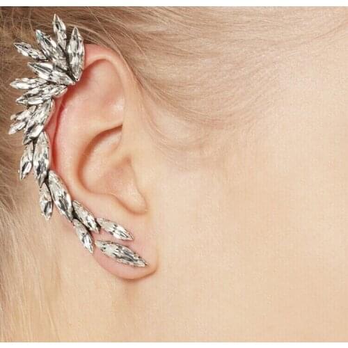 TIMEONLY Unique Design Bling Bling Rhinestone Clip Earrings for Women Ladies Elegant Charms Earring Wedding Gifts Jewelry Sweet