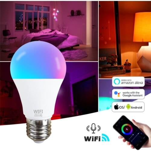 15W WiFi Smart Light Bulb B22 E27 LED RGB Lamp Work with Alexa/Google Home 220/110V RGB+White Dimmable Timer Function Bulb
