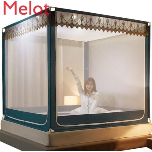 High-End Luxury Home Fashion Mosquito Net Zipper Yurt Princess Style Childrens Drop-Resistant Bracket Bed Curtain
