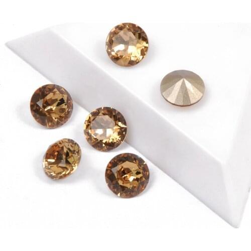 YANRUO 1357 Best Quality Nails Rhinestone Brilliant Cut Shape Lt. Col. Topaz Color Popular Glass Stones For 3D DIY Nail Art Gems