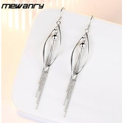 Mewanry 925 Sterling Silver Long Tassel Earrings for Women New Trend Simple Temperament Party Jewelry Gifts Prevent Allergy
