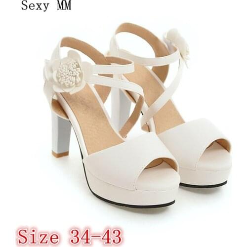 Summer Pumps Women Peep Toe High Heels Party Wedding Platform Gladiator Sandals Woman High Heel Shoes Plus Size 34 - 40 41 42 43