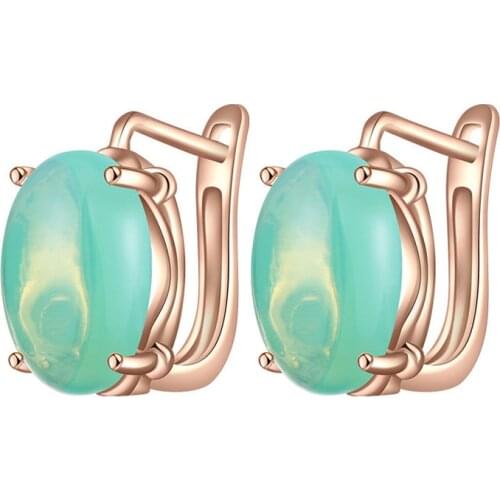 Simple Blue/Green/Black Glass Stud Earrings for Women Gold Color Round Crystal CZ Gem Stone Earrings Jewelry Accessories Gifts