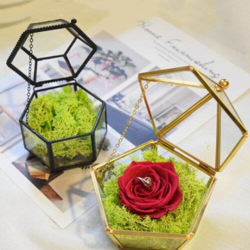 Gold Glass Box Engagement Ring Box Jewelry Gift Wedding Ring Holders Jewelery dish Geometric box Love Be special Sand Wedding
