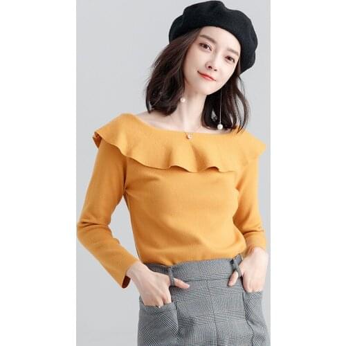 2018 RUBU Wool Sweater and Fashion CREW-Neck Long Loose Sleeve Plus Size Pullovers Knitted Sweater Women Bottoming Sweater