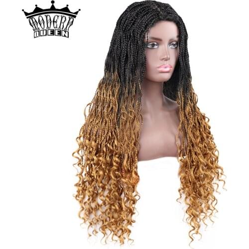 26 Inch Long Box Braided Wigs Synthetic Ombre Grey Curly Faux Locs Crochet Braids Hair Wig For Women 400g Dreadlocks Wigs Hair