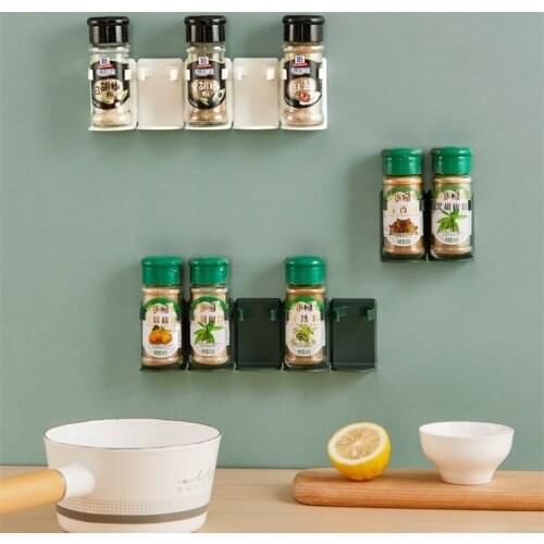 5pcs/set Hanging Spice Rack Wall Mount Seasoning Clip Bottle Holder Kitchen Organizer Refrigerator Cabinet Drawer Sink Storage