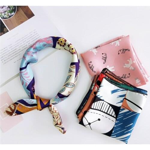 50x50cm Square Small Scarf Summer Silk Scarf 100% Female Professional Variety Decorative Printing turban handkerchief head K1