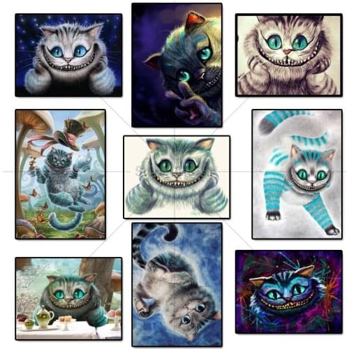 5d Diy Diamond Painting Alice Cat Diamond Embroidery Cross Stitch Square Wall Stick Diamond Mosaic Crafts Home Decor Needlework