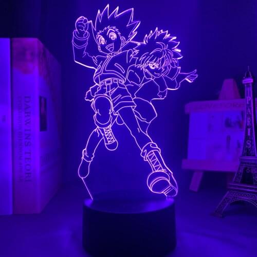 Acrylic Anime 3d Lamp Hunter X Hunter Killua and Gon for Bedroom Decor Nightlight Birthday Gift Led Night Light Manga Hxh Killua