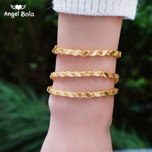 4mm Width Wristbands Muslim Islamic Gold Color Bracelet Middle East Arab Turkish Oman Allah Jewelry Never Faded