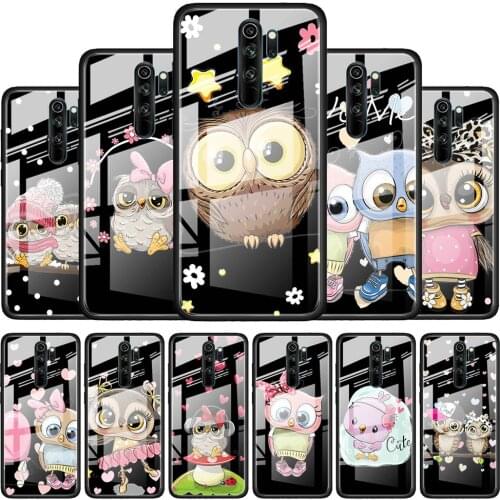 Lovely Animal Owl for Xiaomi Redmi K40 K30 K20 Pro Plus 9C 9A 9 8A 7 Luxury Shell Tempered Glass Phone Case Cover