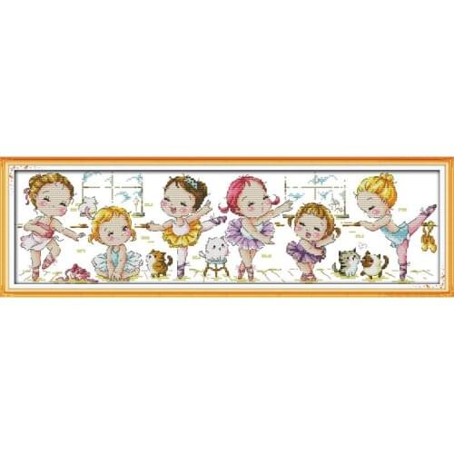 The ballet girls pattern embroidery printed Cross Stitch Kit punto de cruz kids' room decoration cartoon crossing Needlework set
